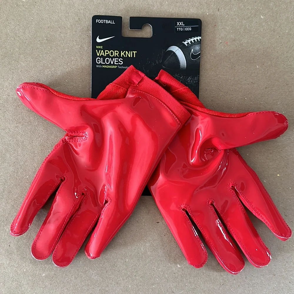 Nike Vapor Knit MagniGrip Football Gloves Red - Picture 2 of 3